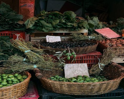 Fresh green vegetables and fruits basket
